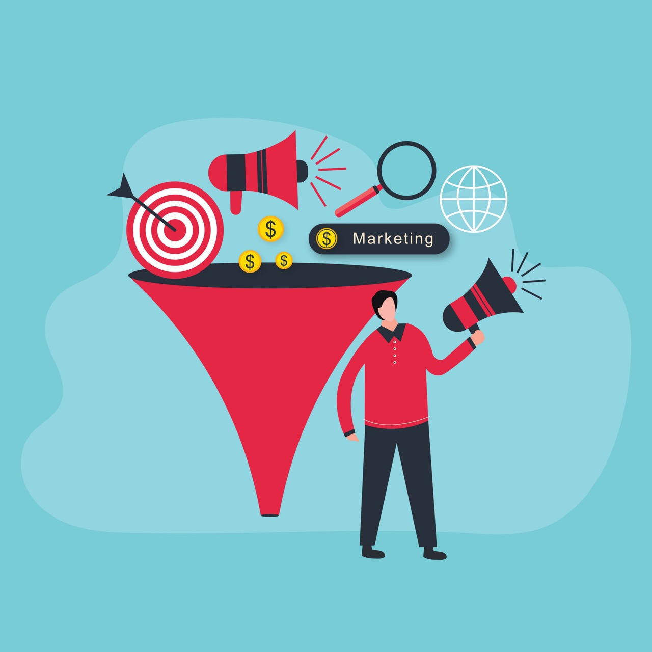Sales funnel and lead generation. Marketing strategy